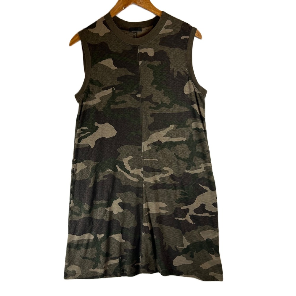 ATM Anthony Thomas Melillo Camo Pima Cotton Sleeveless T-Shirt Dress Green M
